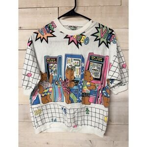 Vintage Sky Lite 1987 Bears & Arcade Graphic Shirt Women's Size M Fast Shipping